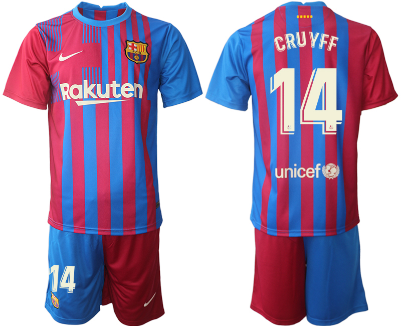 Men 2021-2022 Club Barcelona home red #14 Nike Soccer Jerseys